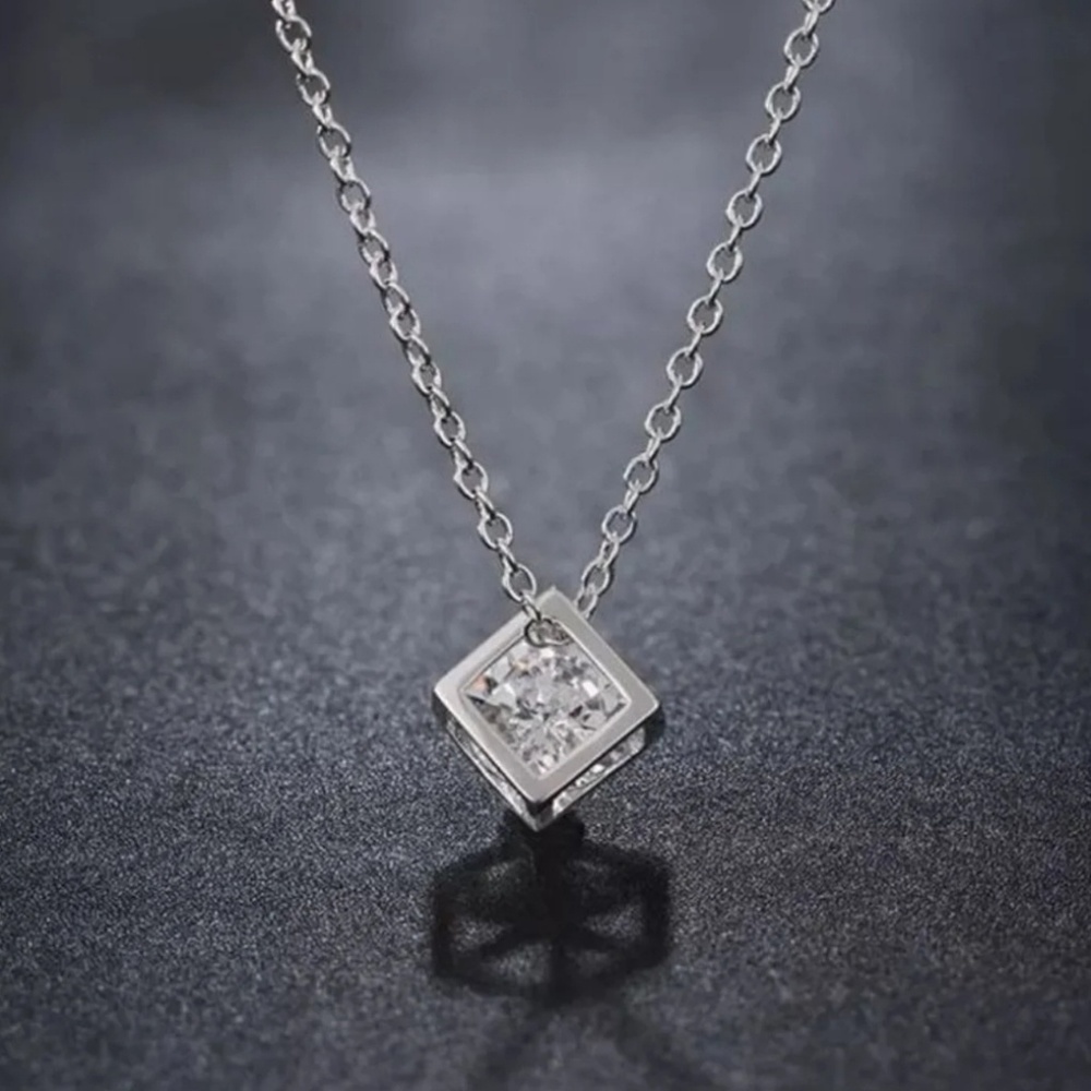 ↠SALE↞Crystal Silver Necklace | Earring Set